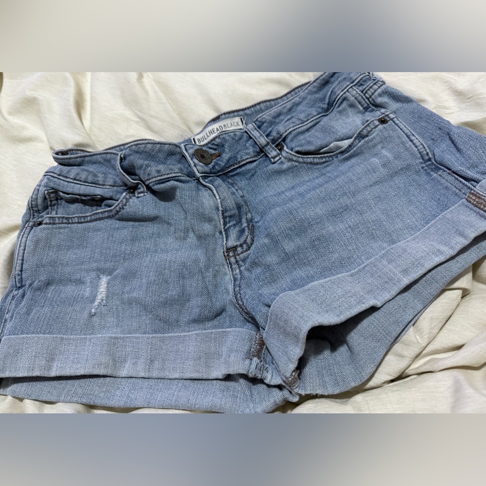 Bullhead Black Blue Denim Shorts
